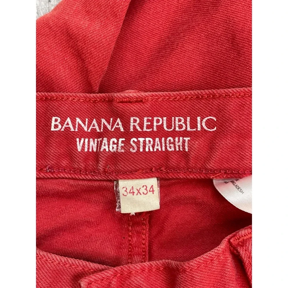 Banana Republic Jeans Mens 34 x 34 Red Cotton Blend Stretch Straight
